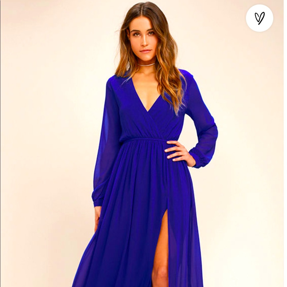 Water lillies royal blue maxi dress